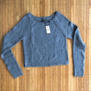 Grey ribbed cropped sweater - S